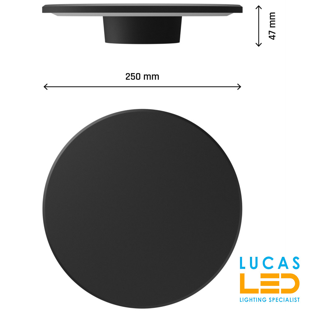 Surface LED Wall Facade Light- 18W- IP44- 2350lm- 3000/4000/6000K CCT- Black- Outdoor&Indoor lamp- round light- PIATTA