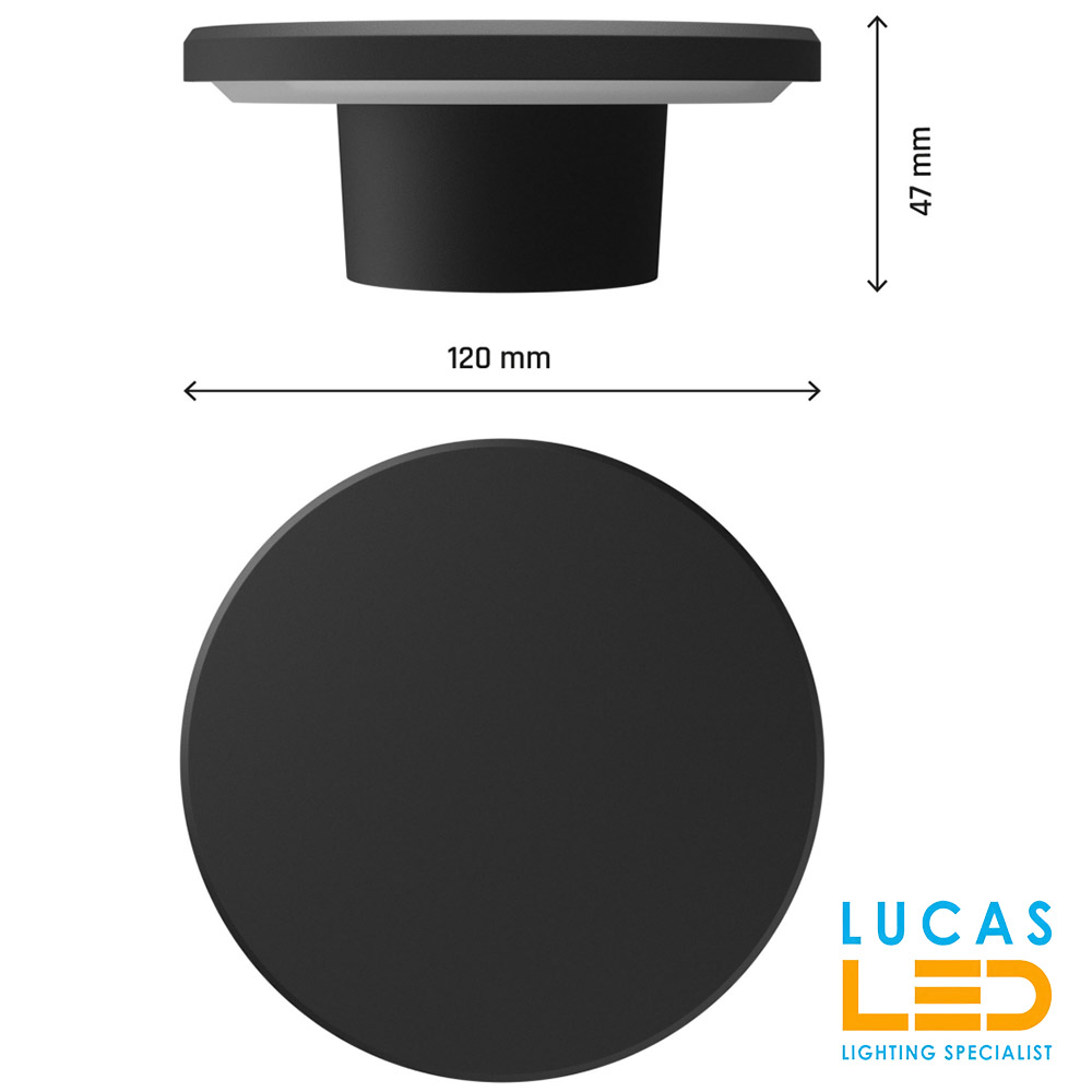 Surface LED Wall Facade Light- 9W- IP44- 1125lm- 3000/4000/6000K CCT- Black- Outdoor&Indoor lamp- round light- PIATTA