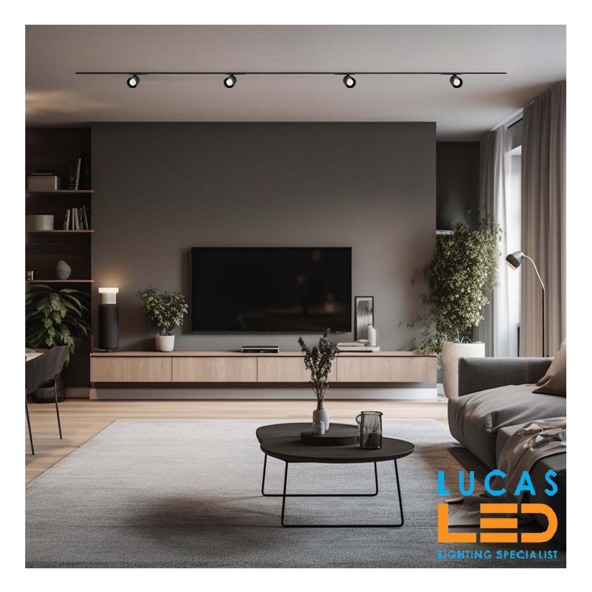6.5-20W LED Track Lighting - 4000K - 2300lm - Dimmable Dip Switch - Rail-mounted projector - Adjustable - ARTEMIDA MINI Black body 