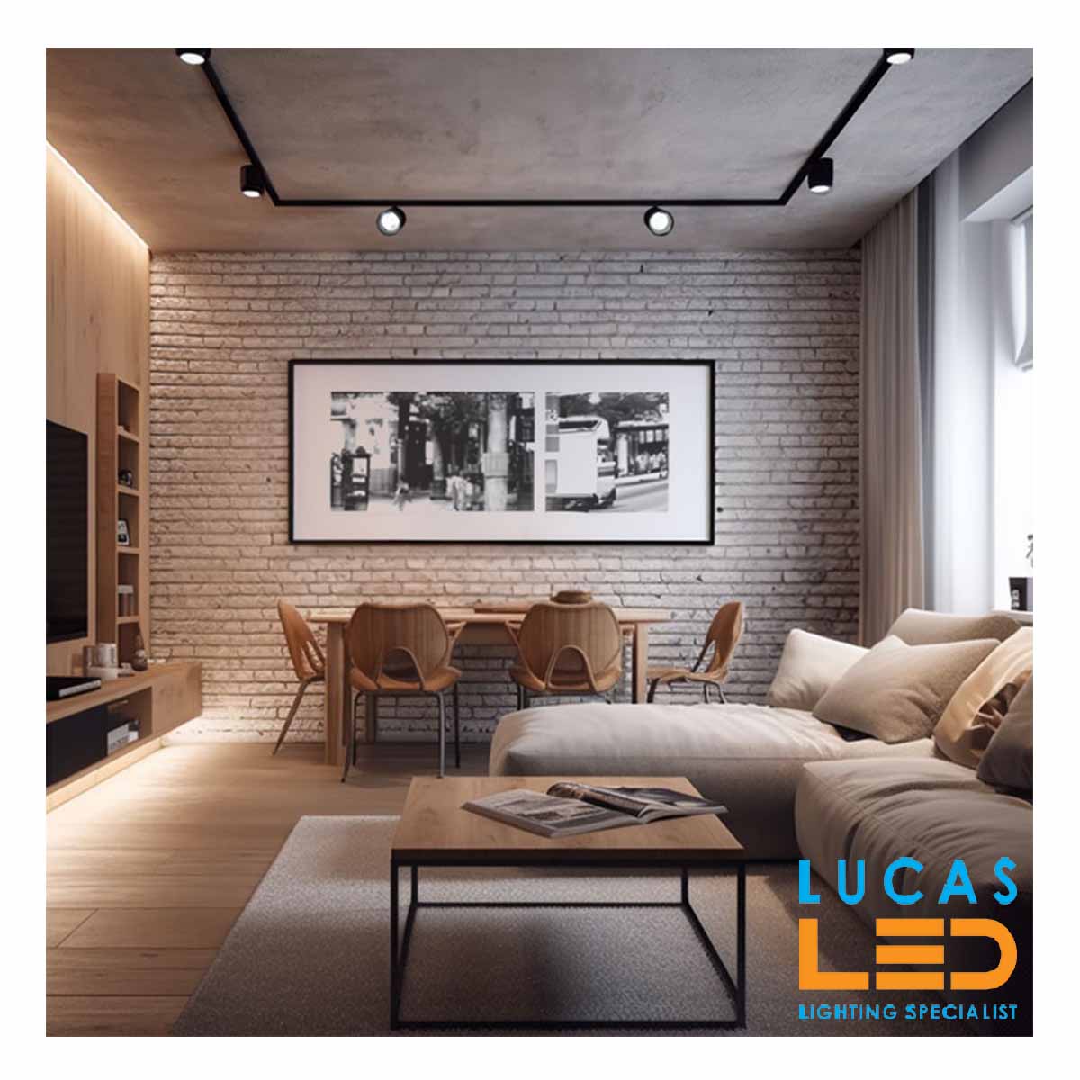 12-42W LED Track Lighting - 4000K - 4500lm - Dimmable Dip Switch - Rail-mounted projector - Adjustable - ARTEMIDA MAXI Black body 