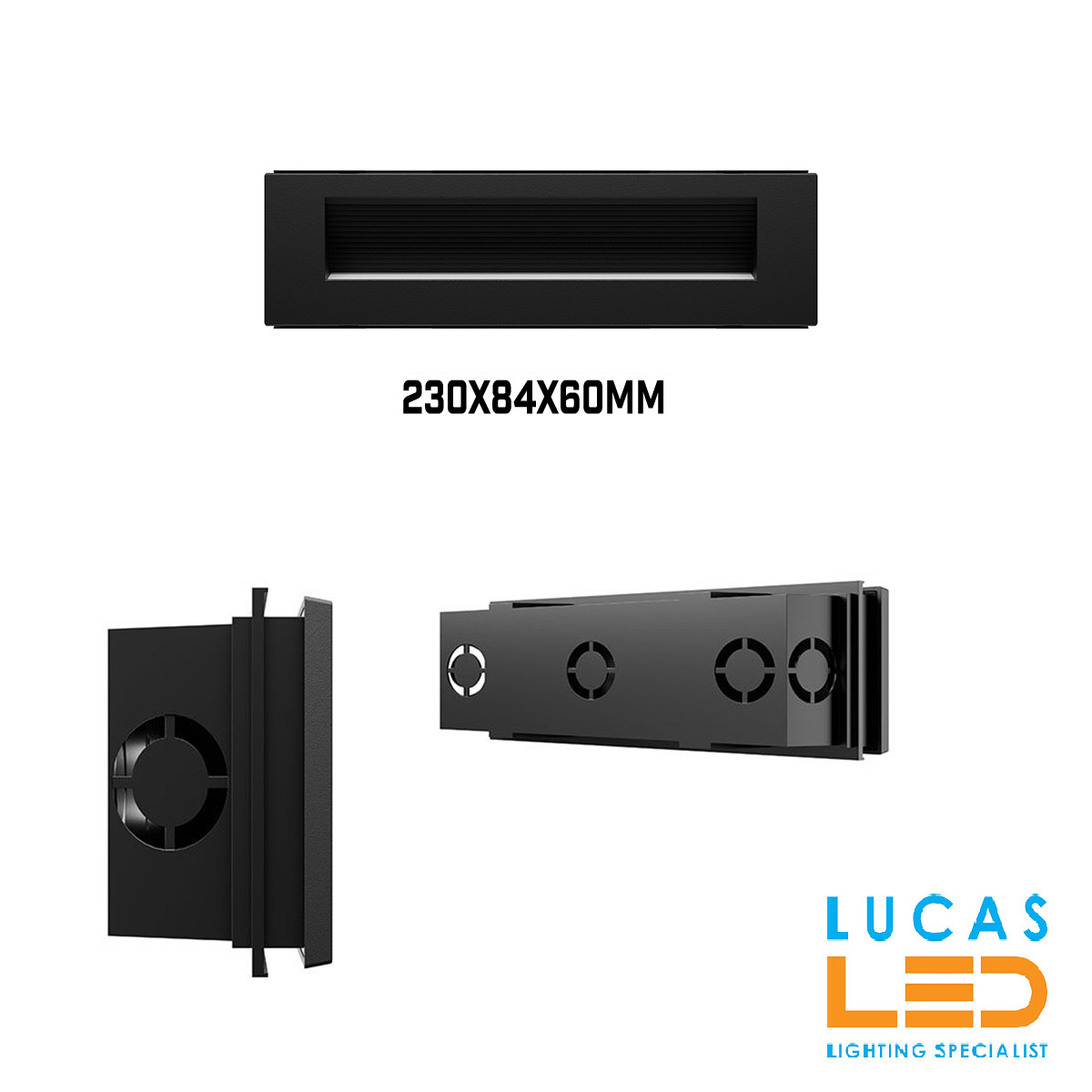 CCT Recessed Outdoor LED Facade Light 6W - Asymmetric - 3000K/4000K/6000K - 750lm - IP54 - ENCANTA Black body
