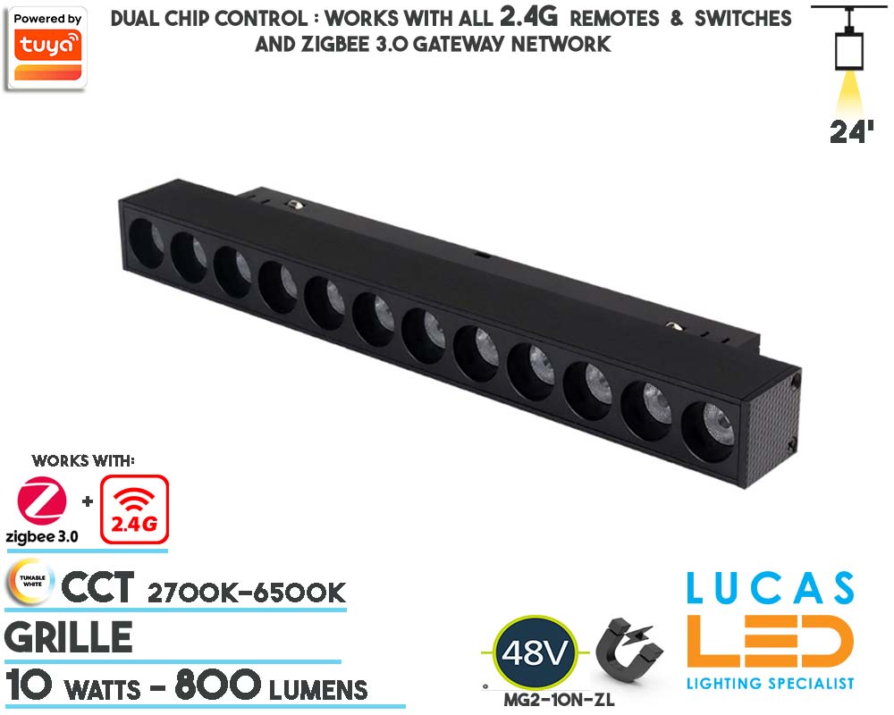 48V CCT Dual White Tunable •  Grille Smart Magnetic Track Light • 10 watts • CCT • 800 lm • ZigBee 3.0 + 2.4G control • Tuya • 20mm • MiBoxer  •