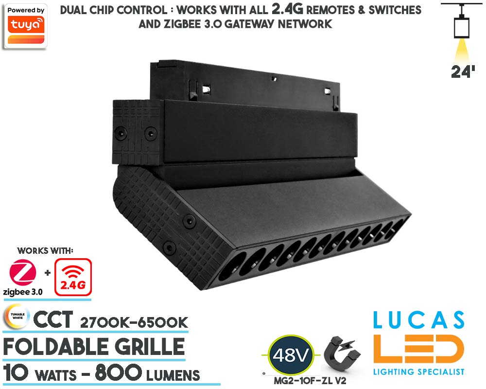 48V CCT Dual White Tunable • Foldable Grille Smart Magnetic Track Light • 10 watts • CCT • 800 lm • ZigBee 3.0 + 2.4G control • Tuya • 20mm • MiBoxer  •