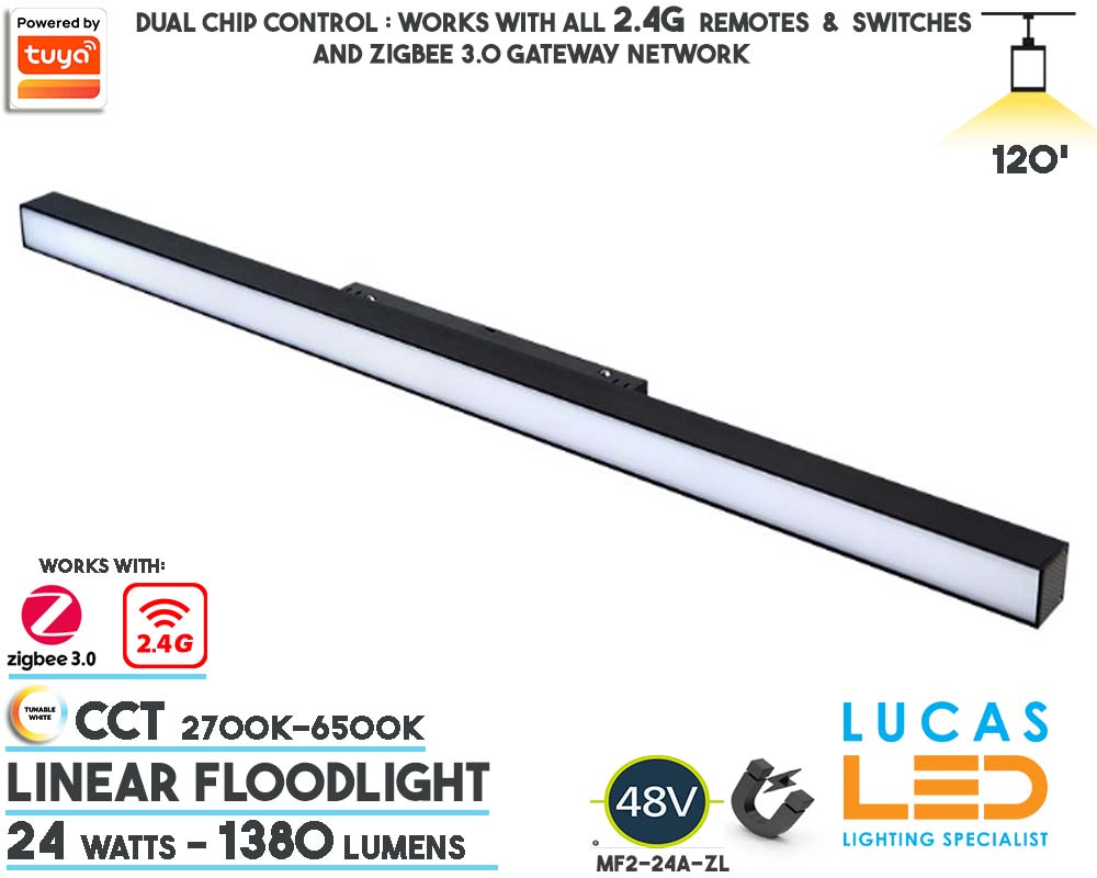 48V CCT Dual White Tunable •  Linear Smart Magnetic Track Light • 24 watts • CCT • 1380 lm • ZigBee 3.0 + 2.4G control • Tuya • 20mm • MiBoxer  •