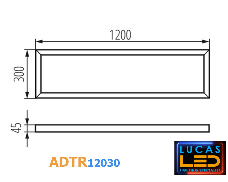  LED Surface Mounting Frame for Led Panel - ADTR Frame 1200 x 300mm - Black colour