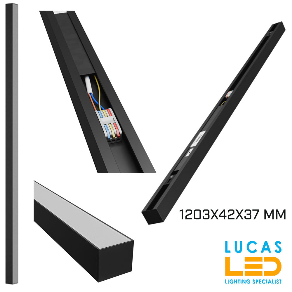 40W Surface Suspended Pendant Light CCT - 2700/4000/6000K - IP20 - 5000lm - 1203x42x37mm - ALLDAY BASIC Slim Black Body