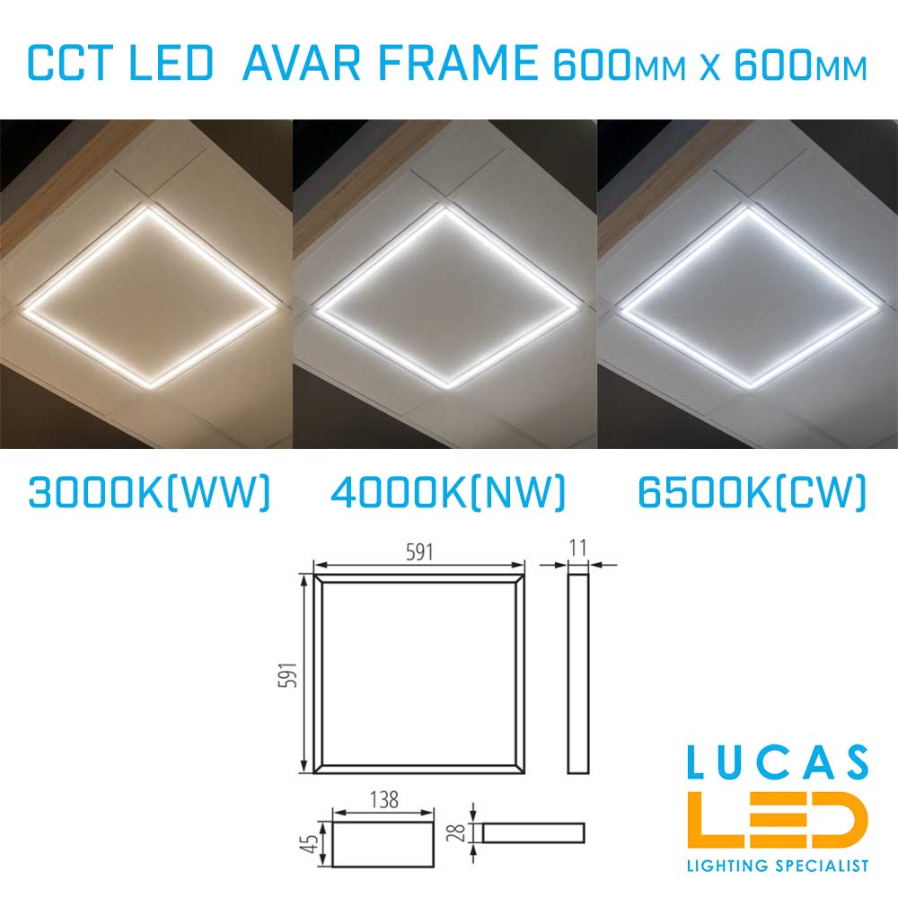 CCT LED PANEL Light FRAME 32W - 3000K/4000K/6500K - 3900lm - IP20 - LED SMD - Ultra Slim - AVAR 6060