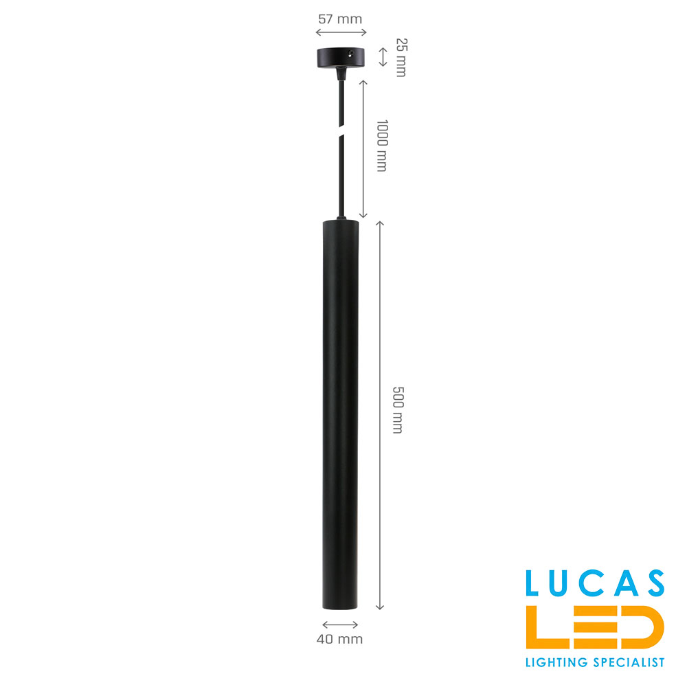 Suspended Pendant Light Gu11 - IP20 - 40x500+1M - CHLOE Slim Black Body