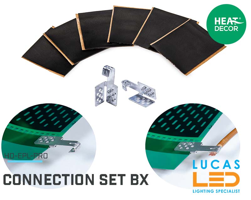 Connection Set of 2  Connectors + 6 Self-Vulcanising Tape • Type BX • for Heating Film Types HD-ELP and HD-PRO • Heat Decor