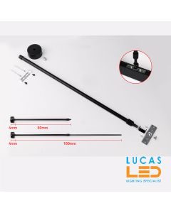 Suspended bar 0.5-1m • Surface • Adjustable • Mounted Single Circuit • for Magnetic Track Light 48V • Click In • Black body •