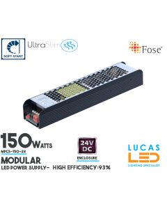 LED Driver Power Supply • 150 watts • 6.25A • DC 24V for LED Strips • Soft Start • Dimmable DIP switch 25%-100% •