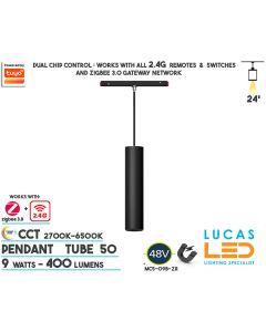 24-watts-CCT-white-tunable-dual-white2700-6500K-pendant-tube-50mm-smart-magnetic-track-light-48V-rail-20mm-standard-suspended-surface-track-ireland-europe