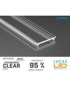 Diffuser Type "BASIC" • Base CLEAR • 95% Transparency • 2020 mm • Cover for LED Profile • Material PMMA