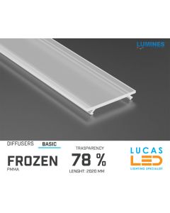 Diffuser Type "BASIC" • Base FROZEN • 78% Transparency • 2020 mm • Cover for LED Profile • Material PMMA