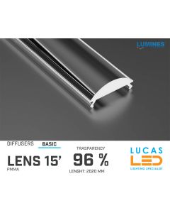 Diffuser Type "BASIC" • Base LENS 15' • 96% Transparency • 2020 mm • Cover for LED Profile • Material PMMA