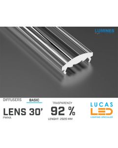 Diffuser Type "BASIC" • Base LENS 30' • 92% Transparency • 2020 mm • Cover for LED Profile • Material PMMA