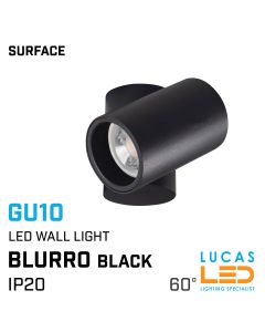 LED Wall & Ceiling mounted surface spotlight GU10 - angular - BLURRO Black body