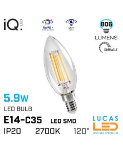 E14 LED Candle Filament bulb light  4.5W - 2700K Soft Warm White - 470lm - viewing angle 320° -  New Decorative XLED bulb