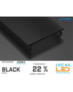 Diffuser Type "DOUBLE" • Base BLACK • 22% Transparency • 2020 mm • Cover for LED Profile • Material PMMA