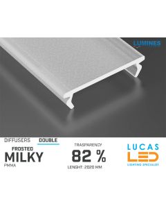 Diffuser Type "DOUBLE" • Base FROSTED MILKY • 82% Transparency • 2020 mm • Cover for LED Profile • Material PMMA