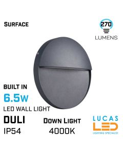 4W Outdoor LED Wall light DULI - 4000K - 270lm - IP54 - Down light built in - Decorative Garden Light - Round - Graphite