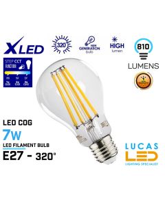 E27 LED Filament Bulb Light 7W - 810lm - 2700K-4000K-6500K - CCT function- XLED STEP CCT (changeable) light source-lucasled.ie