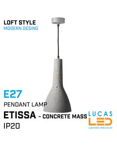 Pendant Light - LED E27 - IP20 - ceiling fitting- Concrete mass - LOFT interiors lamp - modern and decorative - ETISSA Grey