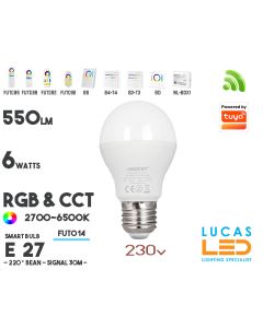 E27 Bulb • RGB + CCT • 6W • 550LM • WiFi • Smart Lighting System • Wireless • MiBoxer • MiLight • FUT014 • 230V