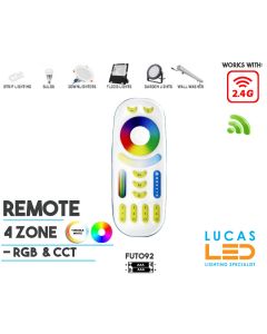 Remote Control • RGB+CCT• MiBoxer • 4 Zone • 2.4G • Wireless • Compatible • Smart System • FUT092 • White edition