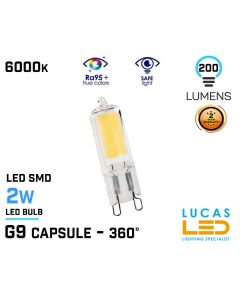 G9 LED Bulb Light capsule- 2W - 200lm - 6000K - 240V - Led COB - ZUBI - Cold White