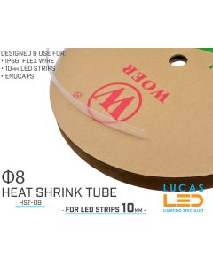 Heat shrink tube Φ8 for 10mm LED strip • Temperature ranges -55℃~125℃ • 1 Meter lenghts •