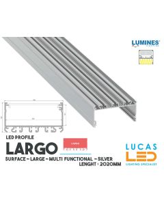  LED Profile • SURFACE • ARCHITECTURAL • SUSPENDED • "LARGO" • SILVER • Aluminium • 2.02 Meters  length • PRO • multi set •