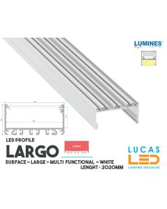   LED Profile • SURFACE • ARCHITECTURAL • SUSPENDED • "LARGO" • WHITE • Aluminium • 2.02 Meters  length • PRO • multi set •
