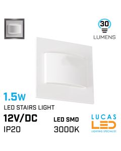 led-staircase-lighting-0.8w-3000k-warm-white-15lm-12v-dc-ip20-down-light-ERINUS-LL-white-square-shape-lucasled.ie