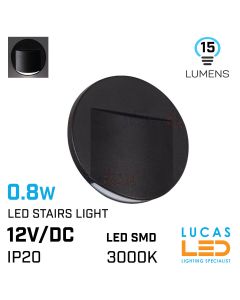 led-staircase-lighting-0.8w-3000k-warm-white-15lm-12v-dc-ip20-ERINUS-black-round-shape-lucasled.ie