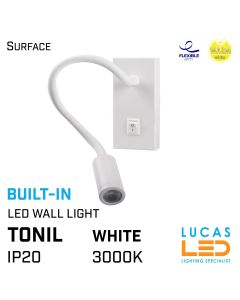 led-wall-light-2.7W-3000K-IP20-flexible-night-bedside-reading-light-lamp-white-colour-lucasled.ie