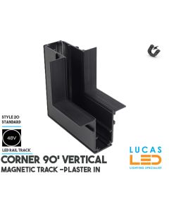 Plaster - In HVertical Corner 90' • 100*100 • Magnetic Rail Track Lighting System • Single Circuit • Black Body • Drywall Profile • 48V •
