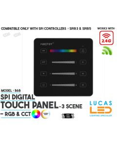 SPI Touch Panel Remote • For Addressable LED Strip • Digital / SPI • 2.4G • Pixel No & Speeding & 3 Scene • MiBoxer • Wireless • Black Body • C6 •