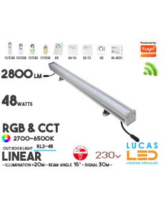 Wall Washer LED Light • RGB+CCT • 48W • 2800lm • IP66 • WiFi • Smart Lighting System • Wireless • MiBoxer • RL2-48 • 230V