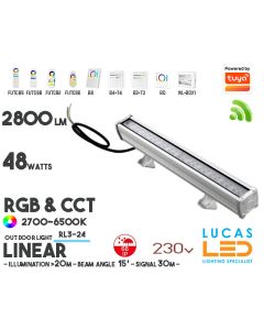 Wall Washer LED Light • RGB+CCT • 24W • 1600lm • IP66 • WiFi • Smart Lighting System • Wireless • MiBoxer • RL3-24 • 2700-6500K