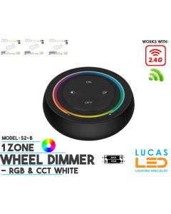 LED Wheel Dimmer • RGB+CCT • MiBoxer • 1 zone • 2.4G • Wireless • Smart Lighting System • S2-B • 2xAAA • Black edition
