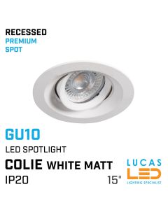 Recessed LED Downlight GU10 - IP20 - Ceiling fitting - Viewing angle 15° - COLIE White body