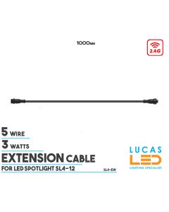 Extension Cable • Waterproof • 3W • 5 Wire • 1000mm • MiBoxer • 12V • IP66 • for LED Spotlight SL4-12