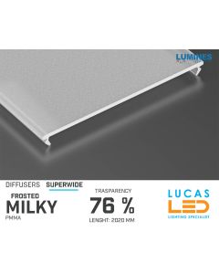 Diffuser Type "SUPERWIDE" • Base FROSTED MILKY • 76% Transparency • 2020 mm • Cover for LED Profile • Material PMMA