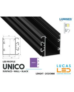  LED Profile • SUSPENDED • ARCHITECTURAL • SURFACE • "UNICO" • BLACK • Aluminium • 2.02 Meters  lenght • PRO • multi set •