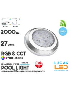 LED Underwater Light • Pool Light  • RGB+CCT  • 27W • 2000LM  • IP68 • LoRa 443MHz  • Smart Lighting System • Control distance 50m • MiBoxer • UW02 • 12V