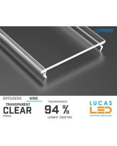 Diffuser Type "WIDE" • Base CLEAR • 94% Transparency • 2020 mm • Cover for LED Profile • Material PMMA