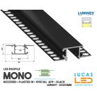 LED Profile • RECESSED • ARCHITECTURAL • PLASTER IN • "MONO" • BLACK • Aluminium • 2.02 Meters  length • PRO • multiset •