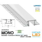 LED Profile • RECESSED • ARCHITECTURAL • PLASTER IN • "MONO" • WHITE • Aluminium • 2.02 Meters  length • PRO • multiset •