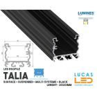  LED Profile • SURFACE • ARCHITECTURAL • "TALIA" • BLACK • Aluminium • 2.02 Meters  lenght • PRO • multi set •